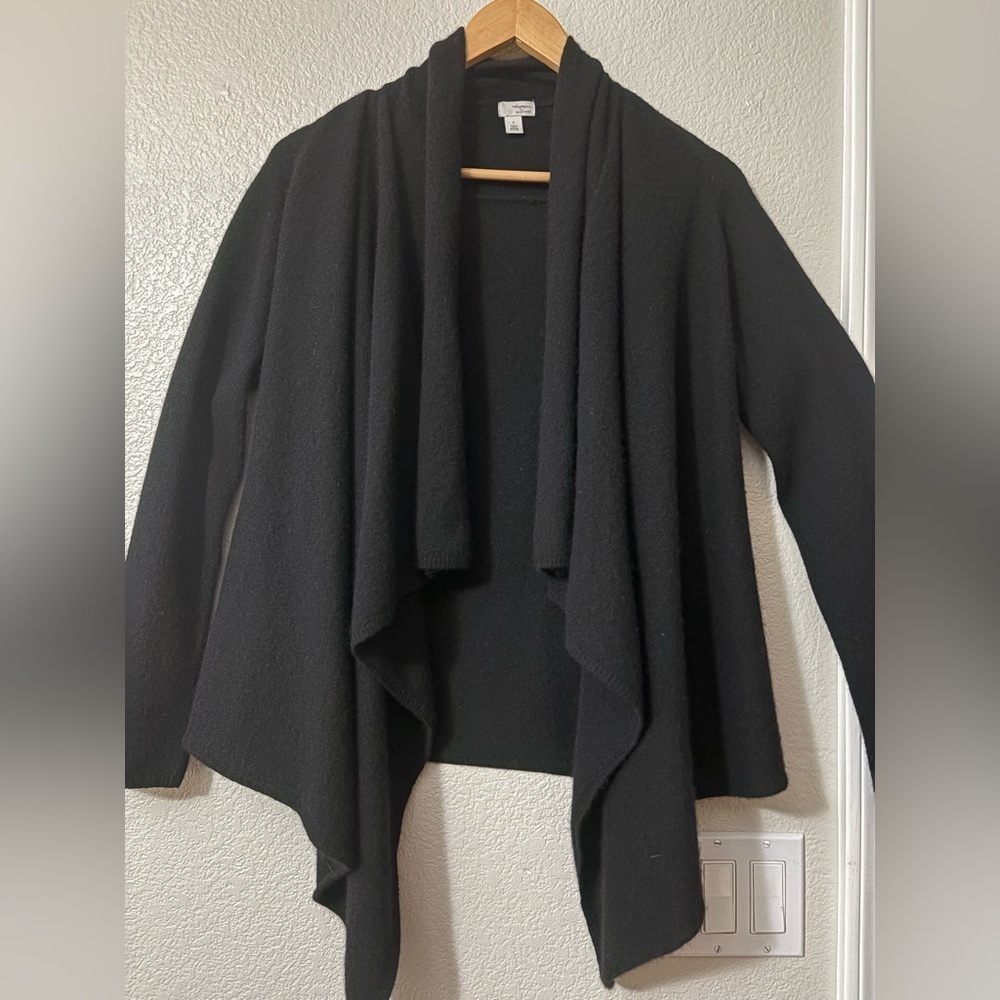 Cashmere Black Soft Open Front Waterfall Shawl Collar Cardi. Nordstrom Halogen‎